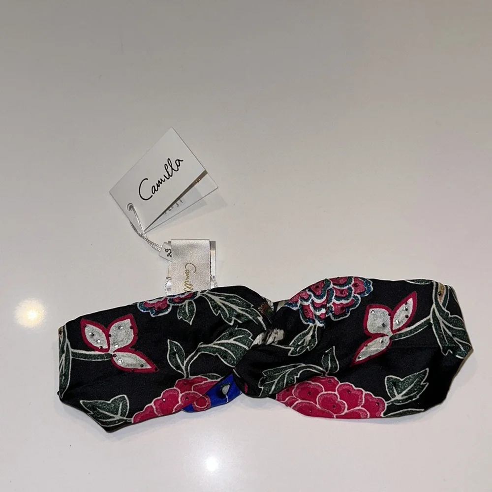 CAMILLA *Twilights Token* black floral silk woven twist boho headband